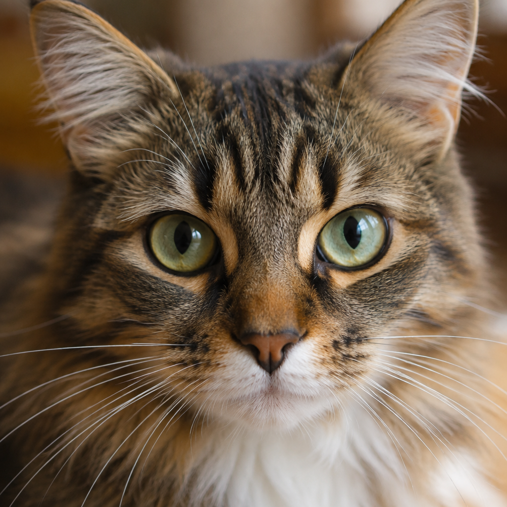 an image of a cat close up looking into the camera