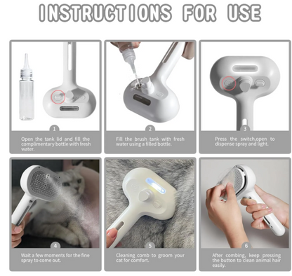 Water Spray Grooming Brush for Dogs & Cats