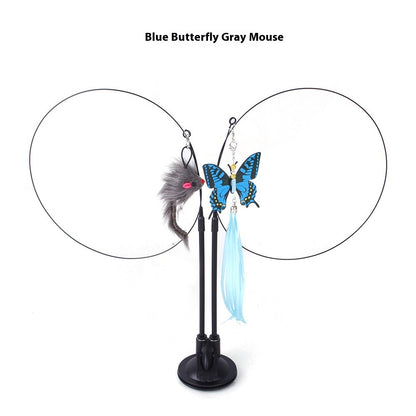 Suction Cup Cat Teaser Toy with Animal Attachments