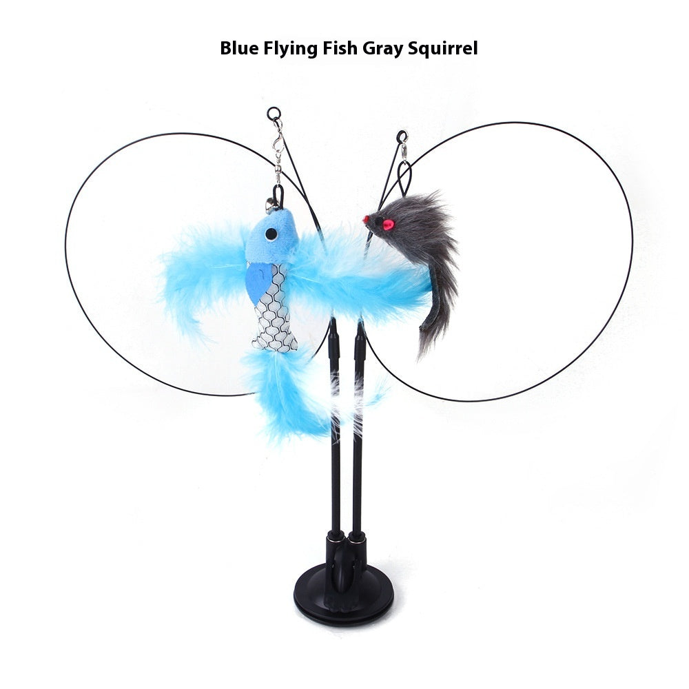 Suction Cup Cat Teaser Toy with Animal Attachments