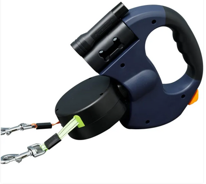 Two-Dog Retractable Leash with Independent Braking and Night Safety Lights