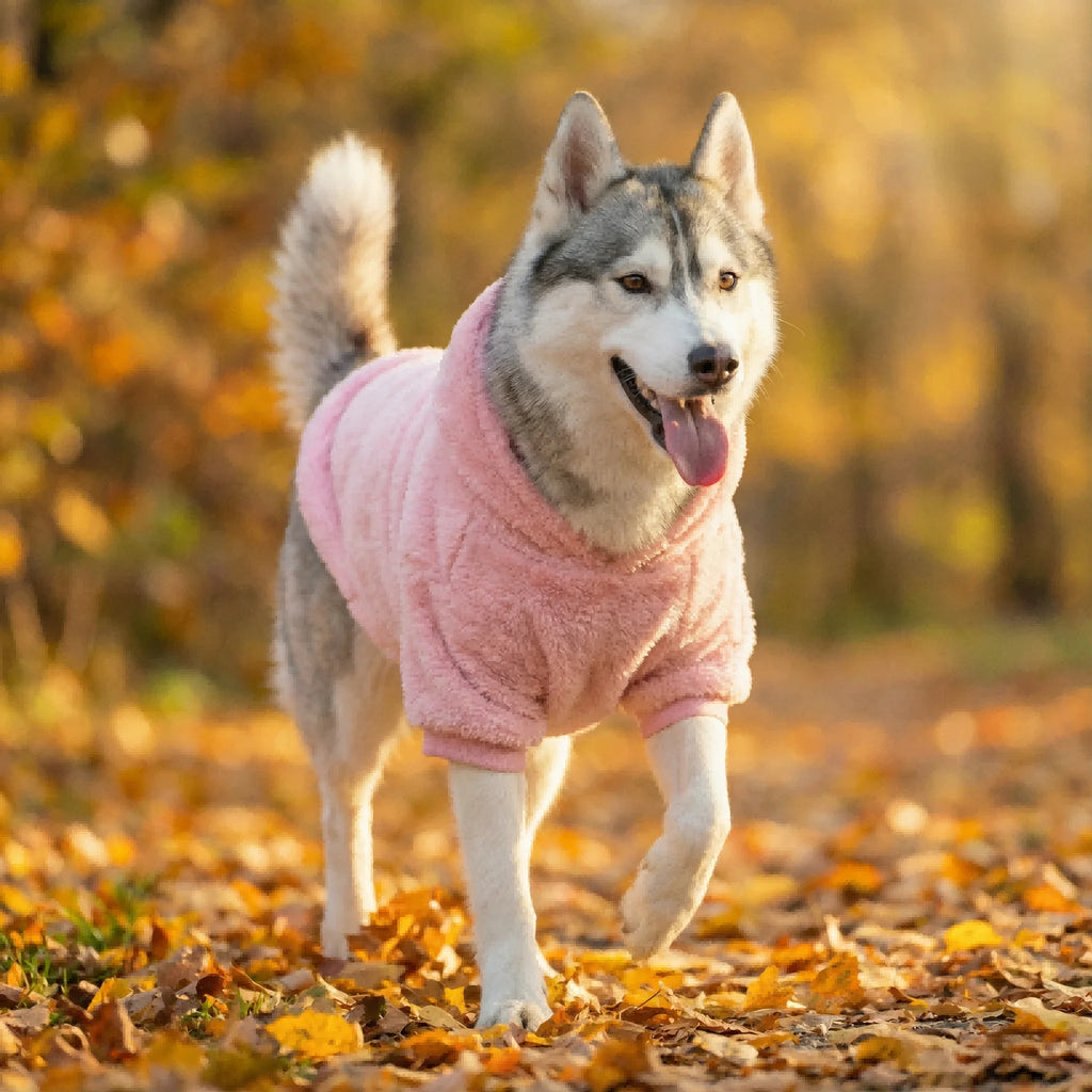Winter Fleece Dog Hoodie for Medium & Large Dogs – Warm Plush Coat