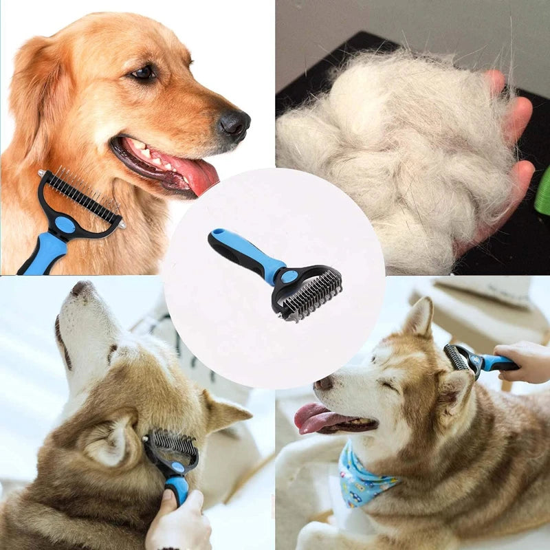Pet Dematting & Detangling Brush for Dogs & Cats