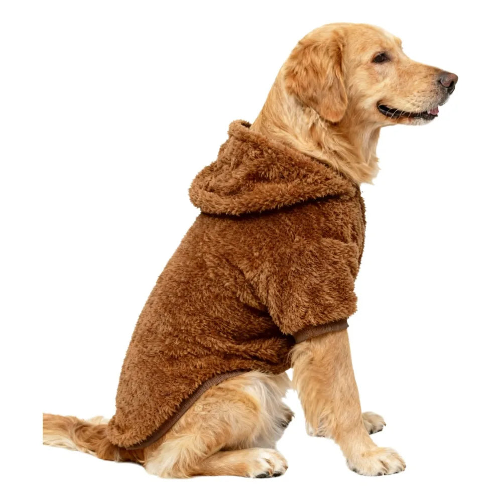 Winter Fleece Dog Hoodie for Medium & Large Dogs – Warm Plush Coat