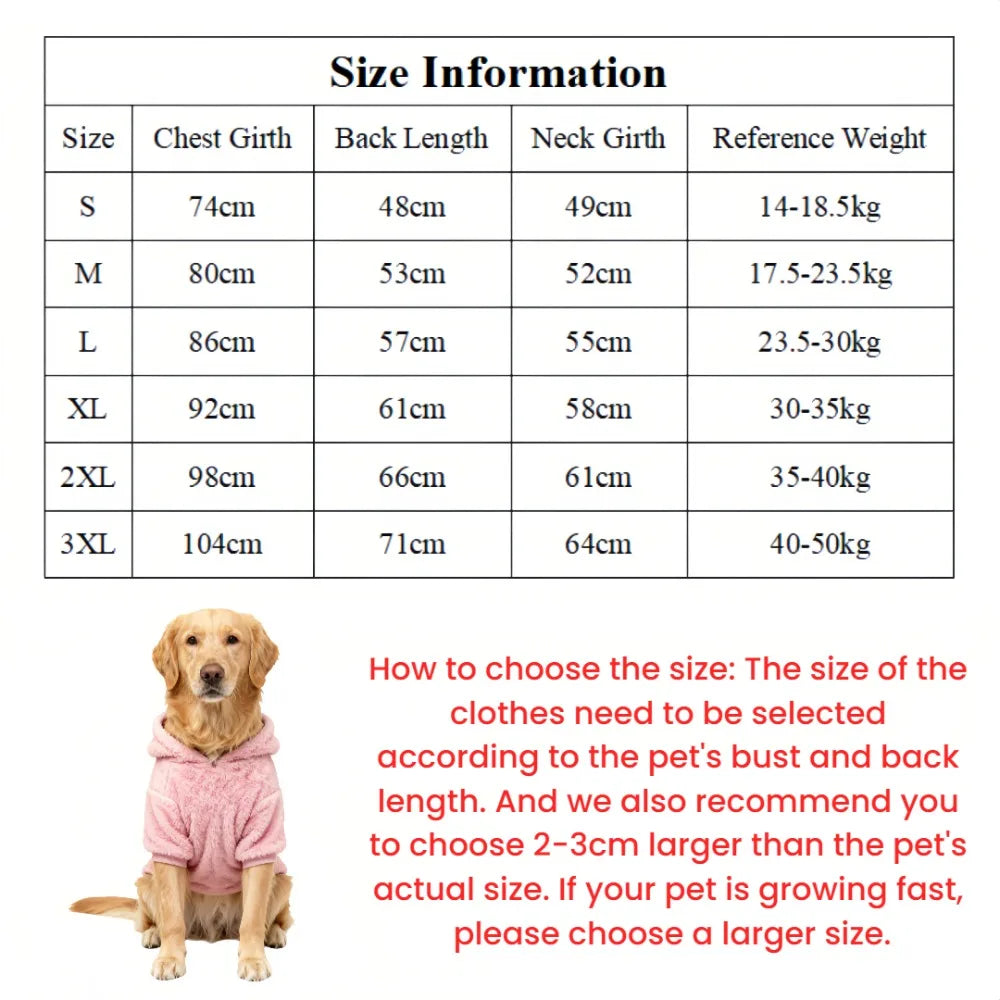 Winter Fleece Dog Hoodie for Medium & Large Dogs – Warm Plush Coat
