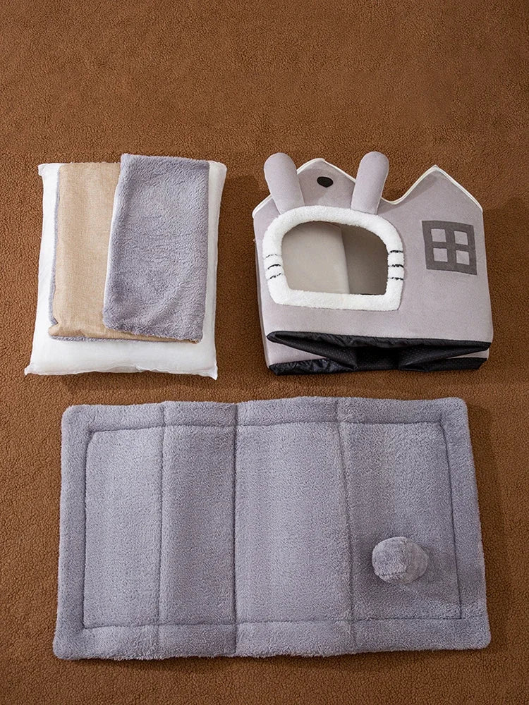Foldable Cozy Pet Cave & Bed