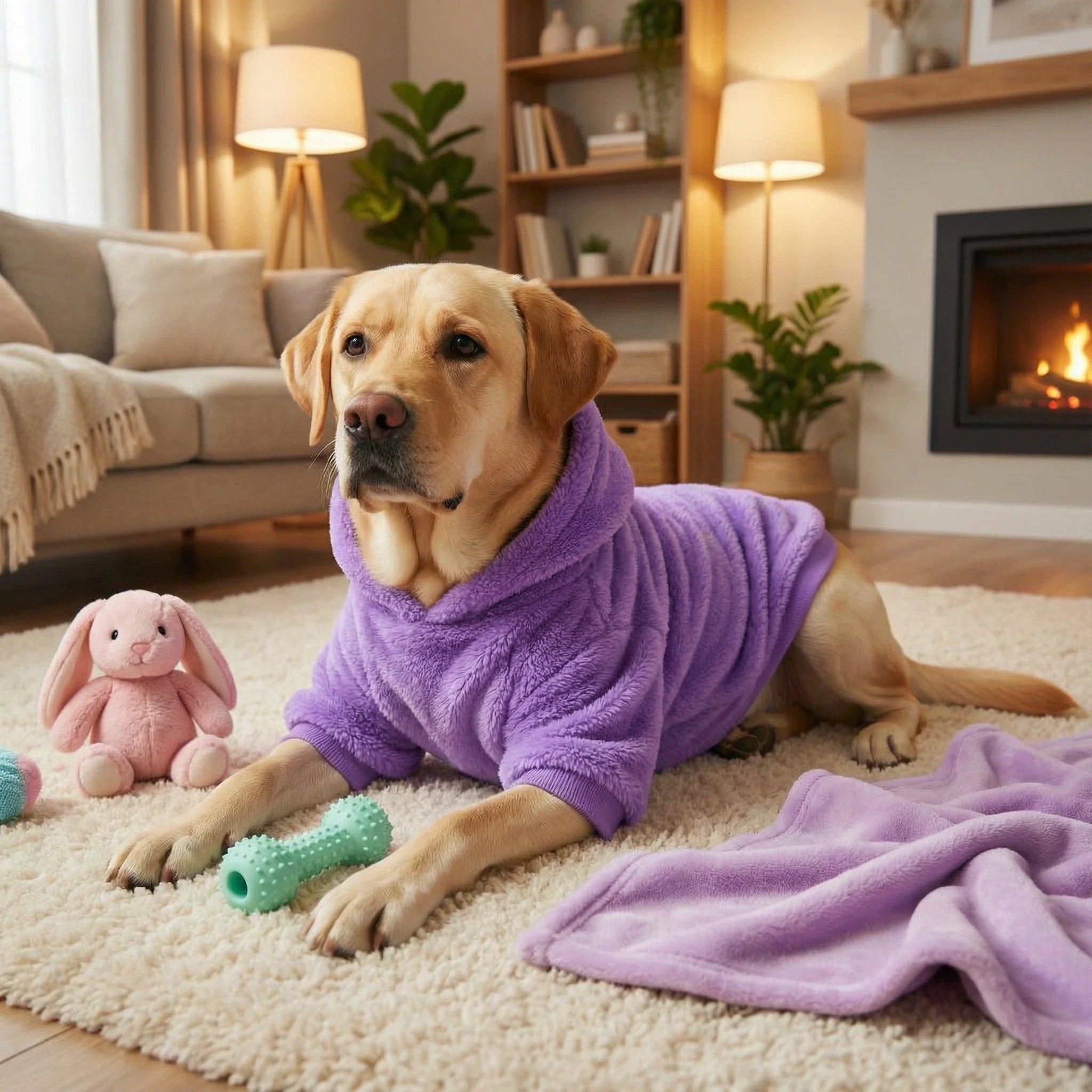 Winter Fleece Dog Hoodie for Medium & Large Dogs – Warm Plush Coat