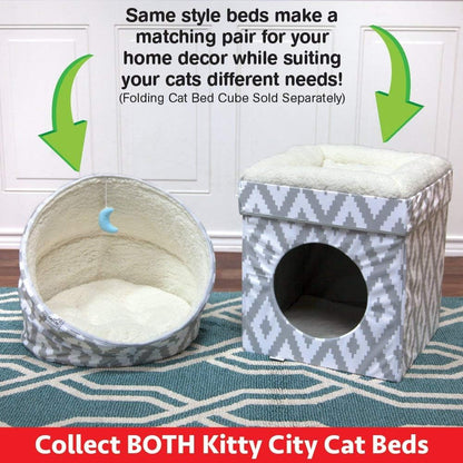 White folding cat cube showing the top resting perch