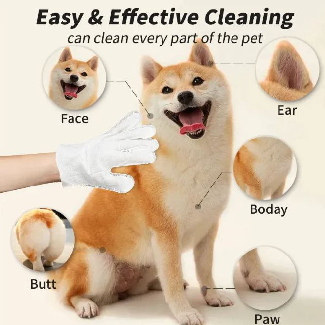 Pet Cleaning Gloves, Wipes & Paw Foam