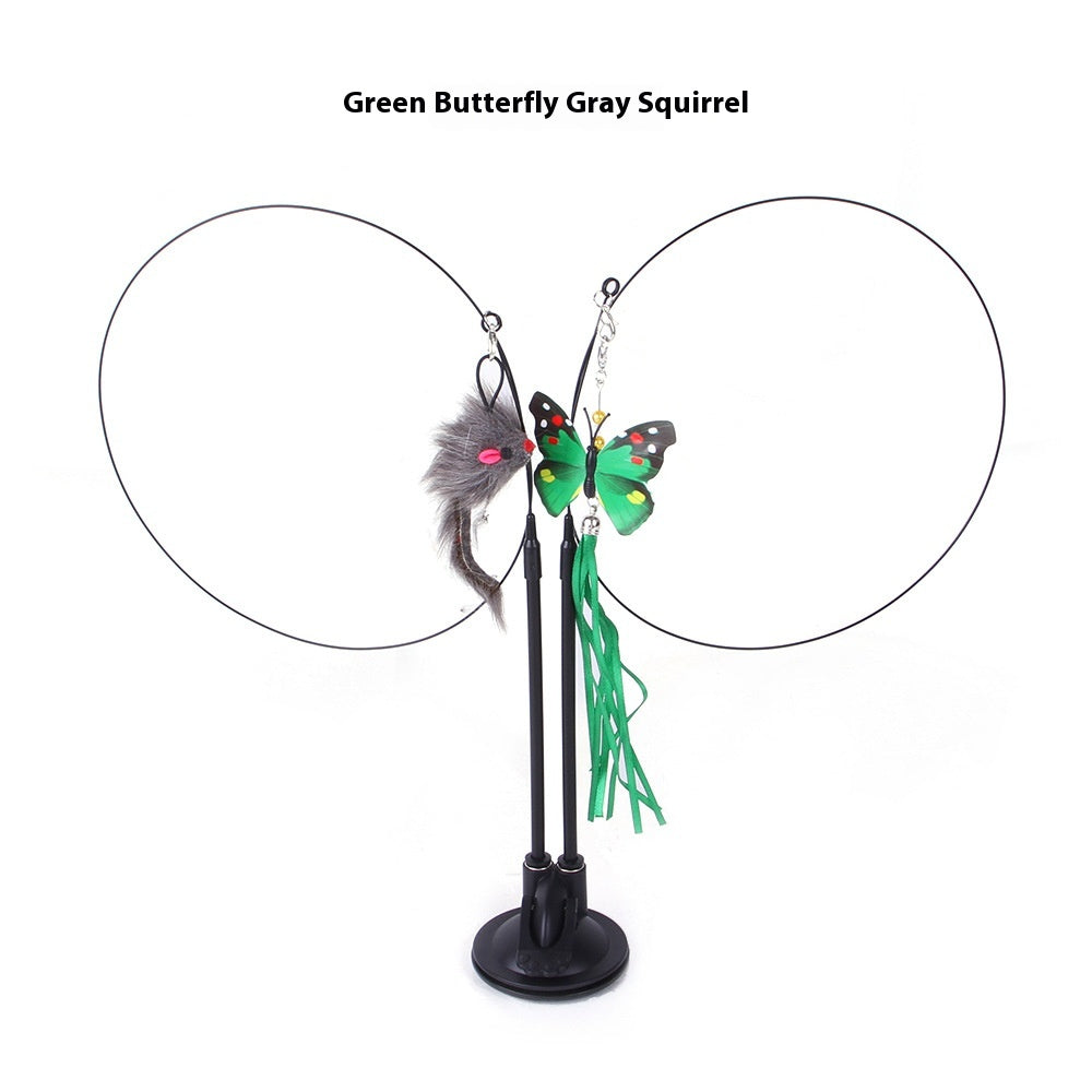 Suction Cup Cat Teaser Toy with Animal Attachments