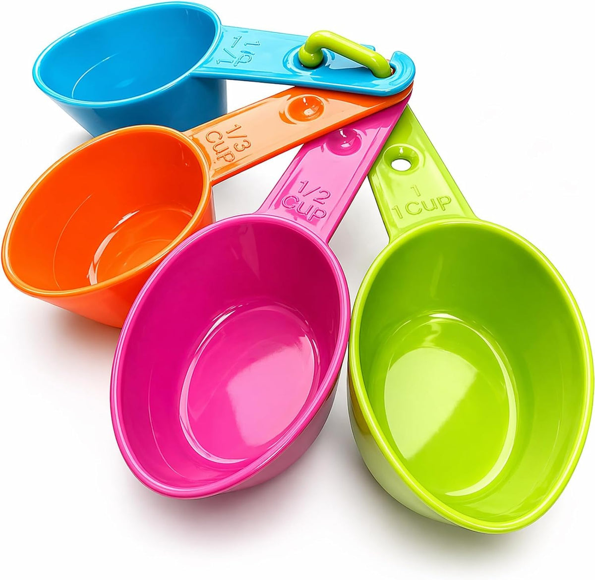 4-piece pet food measuring scoop set with multiple sizes