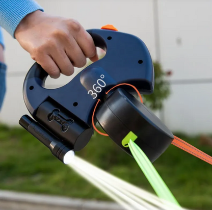 Two-Dog Retractable Leash with Independent Braking and Night Safety Lights