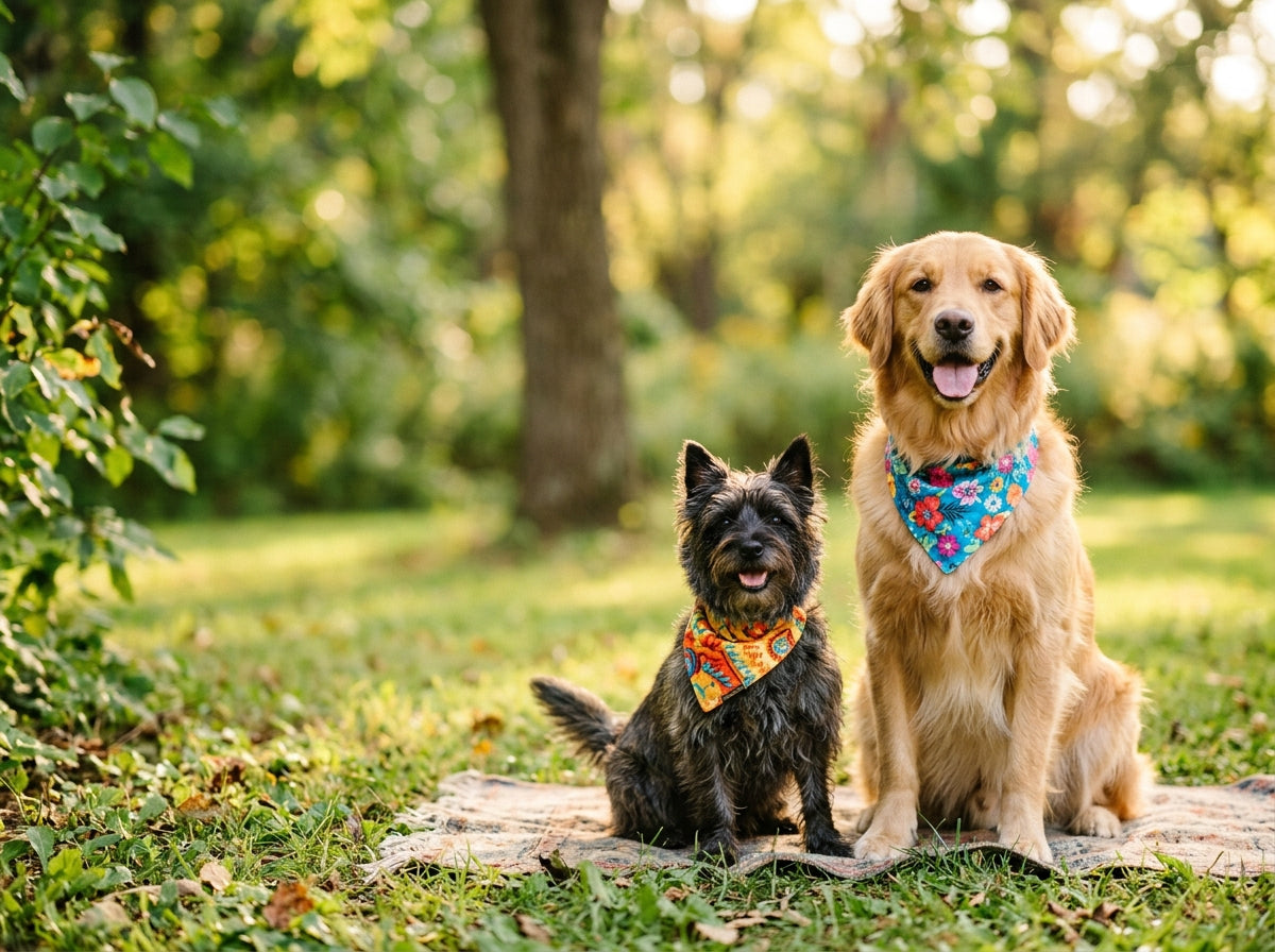 Happy dogs celebrating National Dog Day in a sunny park